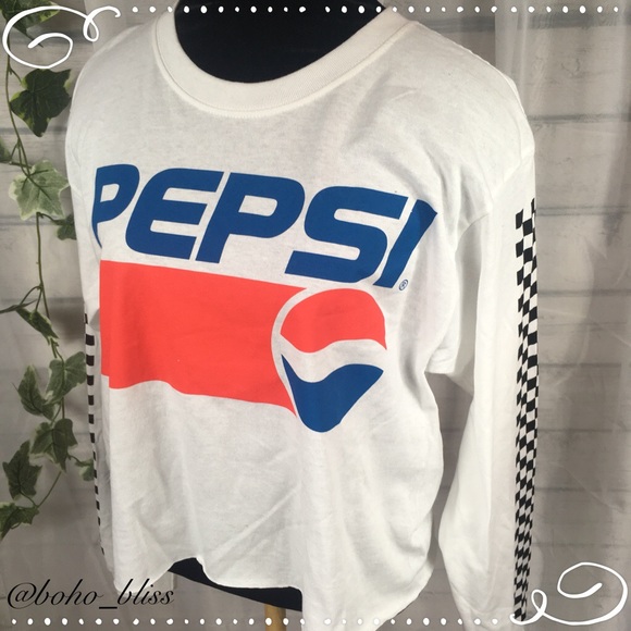 Medium Pepsi Logo Long Sleeve Graphic Raw Edge Tee - Picture 2 of 5